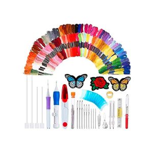 EmbroideryKit – 136 dalių siūlų ir kitų dažniausiai naudojamų siuvinėjimo priedų rinkinys