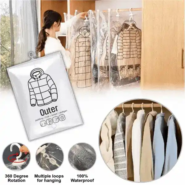 Bagsy, pakabinami vakuuminiai maišai drabužiams laikyti (4 vnt.)